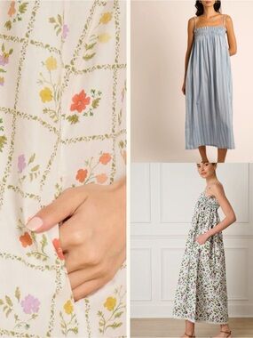 Le Maregold The Sammy Dress in White Floral Grid Medium